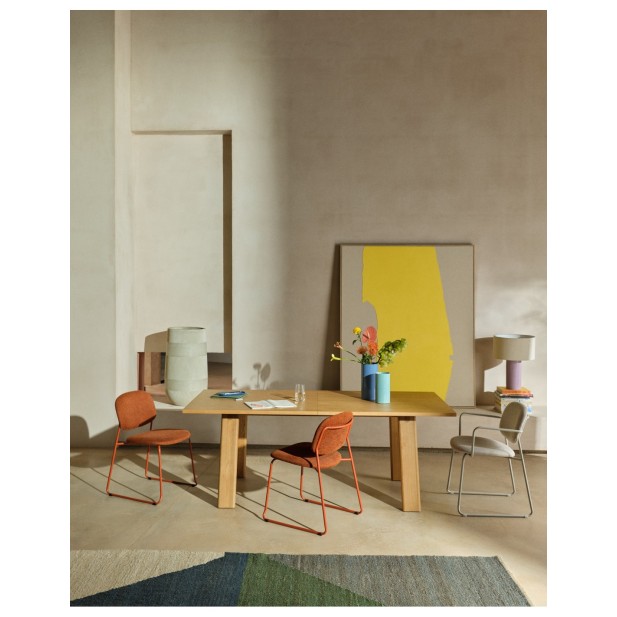 Silla Meli de chenilla beige y... Silla Meli de chenilla beige y...