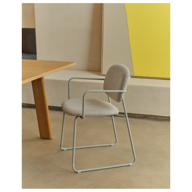 Silla Meli de chenilla beige y... Silla Meli de chenilla beige y...