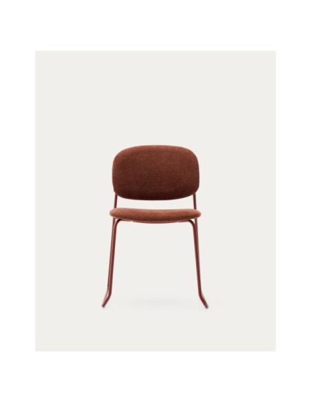 Silla apilable Meli de chenilla terracota y patas de metal terracota FSC Mix Credit - Kave Home