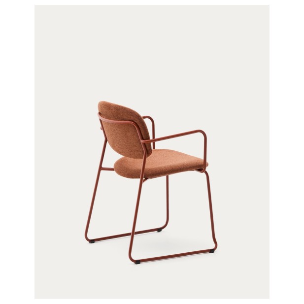 Silla Meli de chenilla terracota y... Silla Meli de chenilla terracota y...