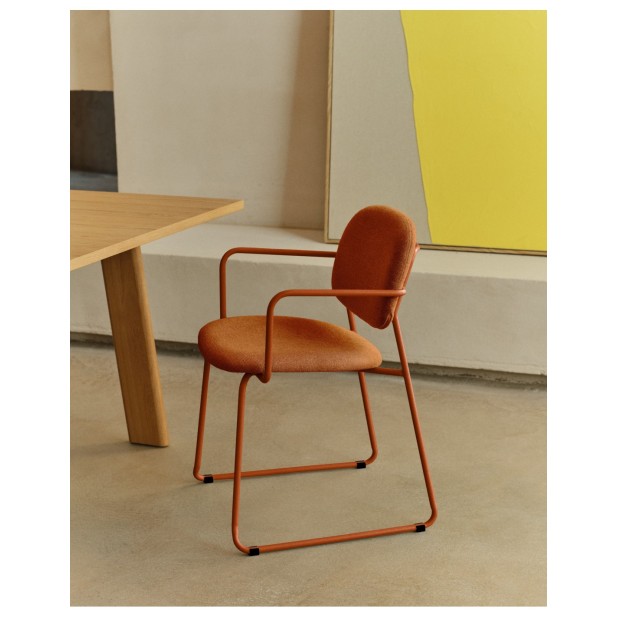 Silla Meli de chenilla terracota y... Silla Meli de chenilla terracota y...