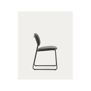 Silla apilable Meli de chenilla gris y patas de metal... 2