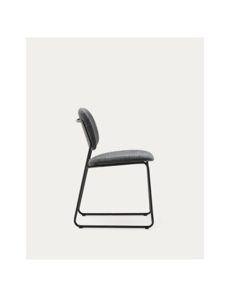 Silla apilable Meli de chenilla gris y patas de metal gris FSC Mix Credit - Kave Home