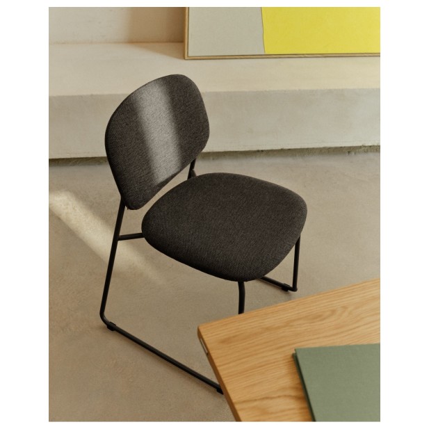 Silla apilable Meli de chenilla gris... Silla apilable Meli de chenilla gris...