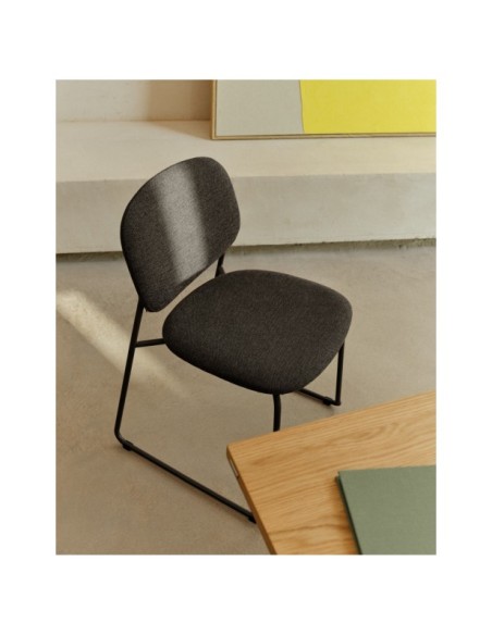 Silla apilable Meli de chenilla gris y patas de metal gris FSC Mix Credit - Kave Home