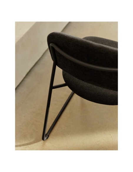 Silla apilable Meli de chenilla gris y patas de metal gris FSC Mix Credit - Kave Home