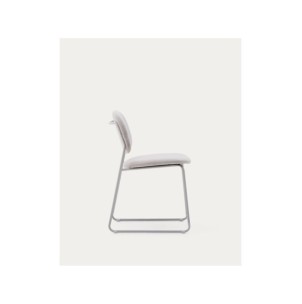 Silla apilable Meli de chenilla beige y patas de metal... 2