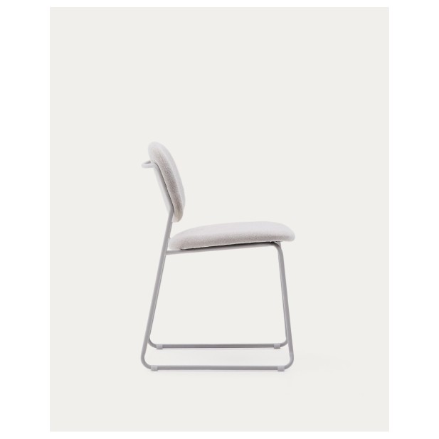 Silla apilable Meli de chenilla beige... Silla apilable Meli de chenilla beige...