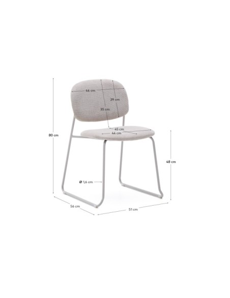 Silla apilable Meli de chenilla beige y patas de metal beige FSC Mix Credit - Kave Home