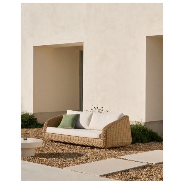 Sofá Meria de 3 plazas de ratán... Sofá Meria de 3 plazas de ratán...