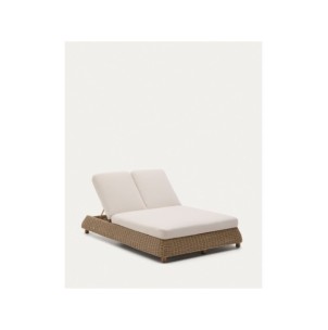 Tumbona doble Meria de ratán sintético y patas de madera...