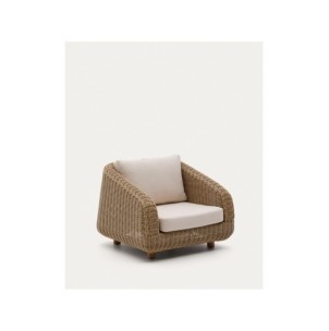Sillón Meria de ratán sintético y patas de madera maciza...