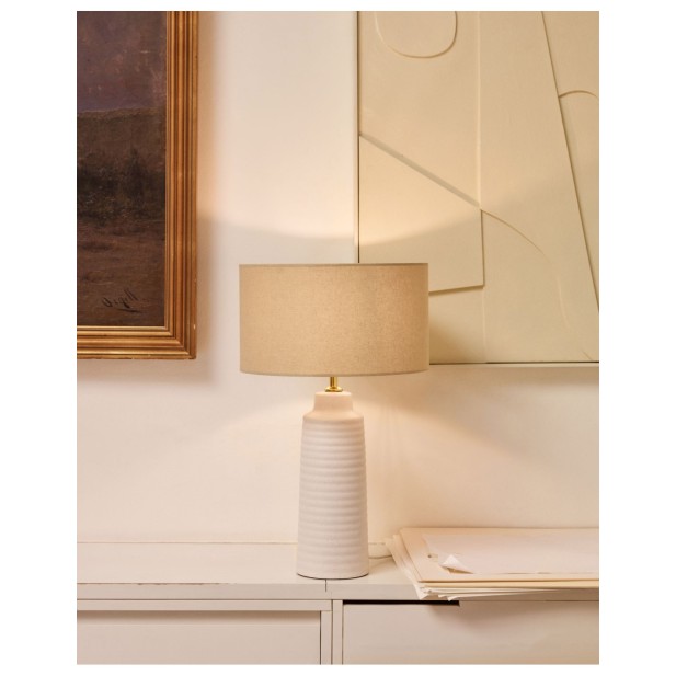 Lámpara de mesa Mijal de cerámica con... Lámpara de mesa Mijal de cerámica con...