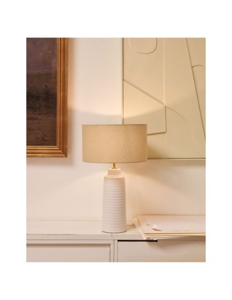 Lámpara de mesa Mijal de cerámica con acabado blanco - Kave Home