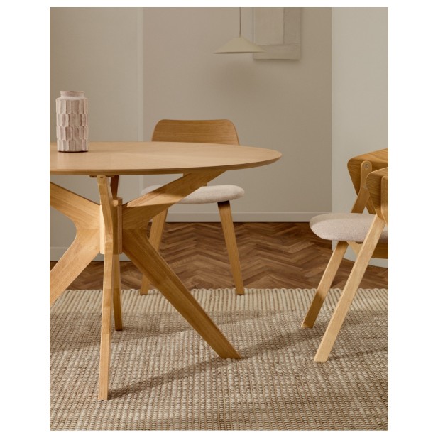 Mesa redonda Naanim de chapa de roble... Mesa redonda Naanim de chapa de roble...