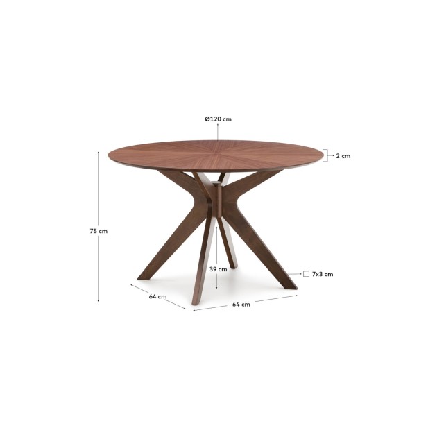 Mesa redonda Naanim de chapa de nogal... Mesa redonda Naanim de chapa de nogal...