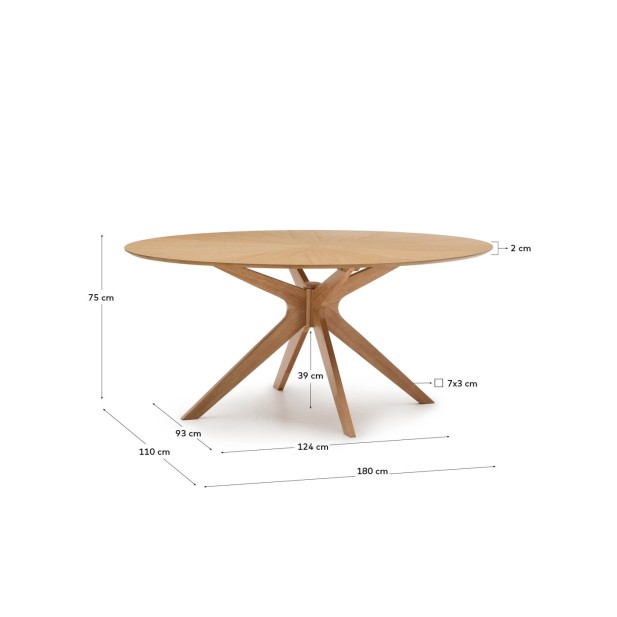 Mesa Naanim de chapa de roble 180 x... Mesa Naanim de chapa de roble 180 x...