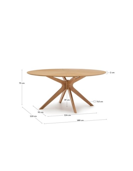 Mesa Naanim de chapa de roble 180 x 110 cm - Kave Home