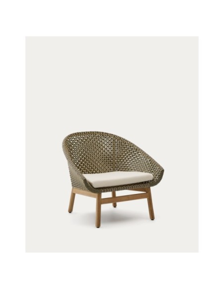 Butaca Olbia de ratán sintético y madera maciza de teca FSC 100% - Kave Home