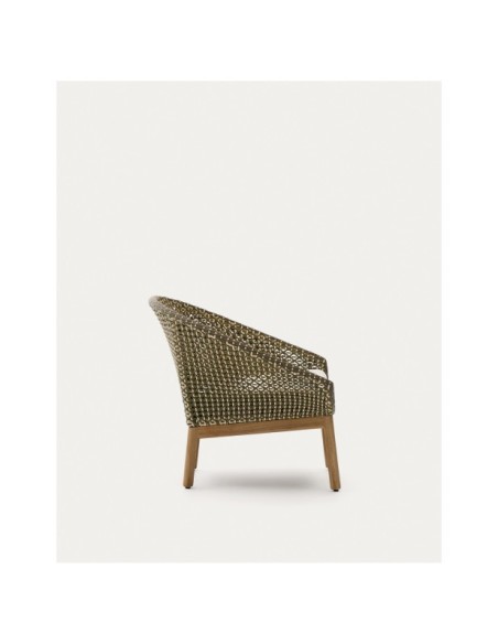 Butaca Olbia de ratán sintético y madera maciza de teca FSC 100% - Kave Home