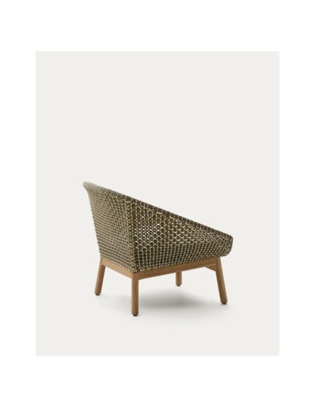 Butaca Olbia de ratán sintético y madera maciza de teca FSC 100% - Kave Home