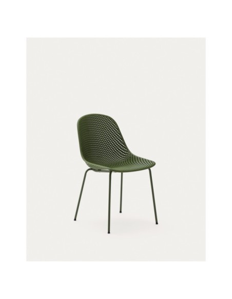 Silla de exterior Quinby con patas de acero verde - Kave Home