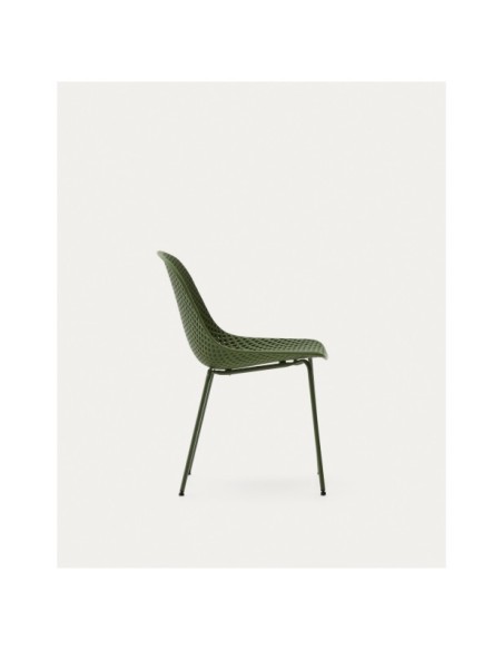 Silla de exterior Quinby con patas de acero verde - Kave Home