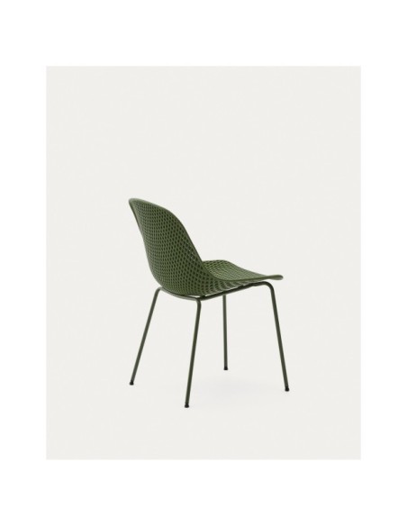 Silla de exterior Quinby con patas de acero verde - Kave Home