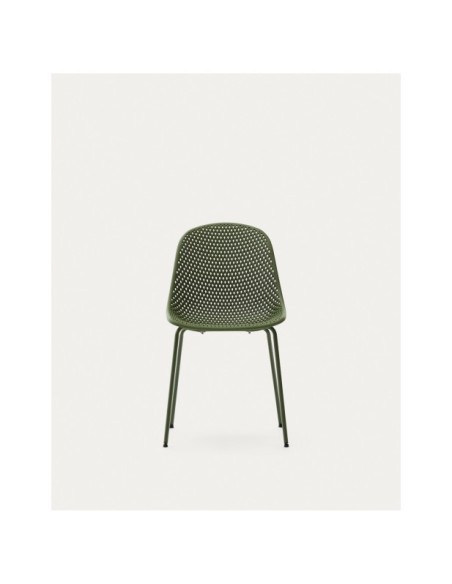 Silla de exterior Quinby con patas de acero verde - Kave Home