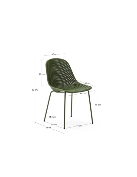 Silla de exterior Quinby con patas de acero verde - Kave Home