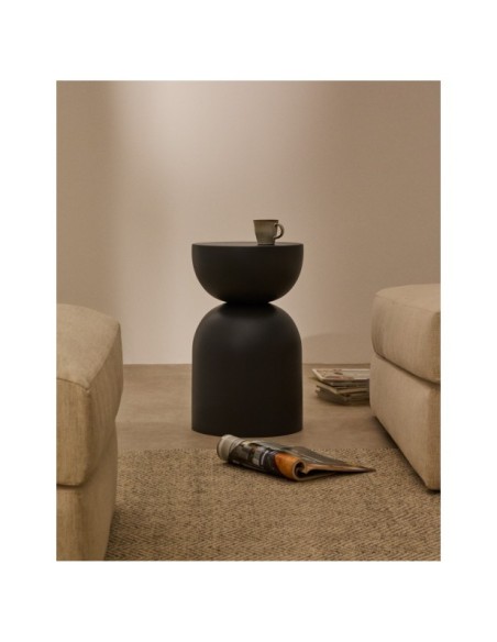 Mesa auxiliar Rachell de metal con acabado pintado gris Ø30,5 cm - Kave Home