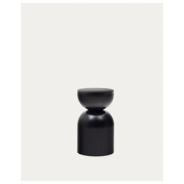 Mesa auxiliar Rachell de metal con acabado pintado negro brillante Ø 30,5 cm - Kave Home
