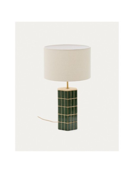 Lámpara de mesa Rue de cerámica verde - Kave Home
