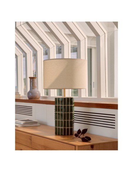 Lámpara de mesa Rue de cerámica verde - Kave Home