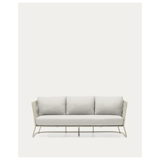 Sofá 3 plazas de exterior Saconca de cuerda y acero galvanizado gris 189 cm - Kave Home