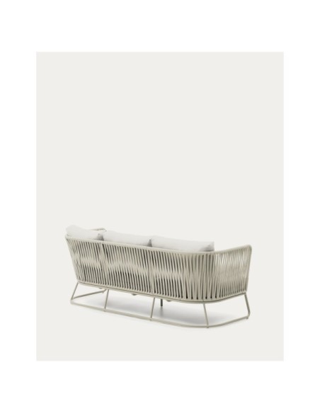 Sofá 3 plazas de exterior Saconca de cuerda y acero galvanizado gris 189 cm - Kave Home