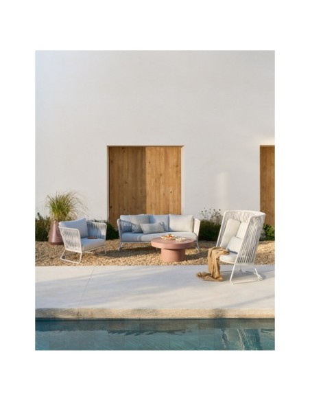 Sofá 3 plazas de exterior Saconca de cuerda y acero galvanizado gris 189 cm - Kave Home