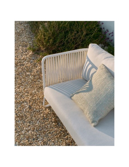 Sofá 3 plazas de exterior Saconca de cuerda y acero galvanizado gris 189 cm - Kave Home