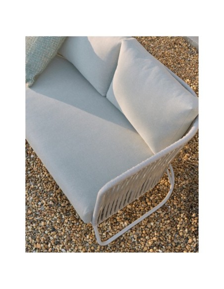 Sofá 3 plazas de exterior Saconca de cuerda y acero galvanizado gris 189 cm - Kave Home