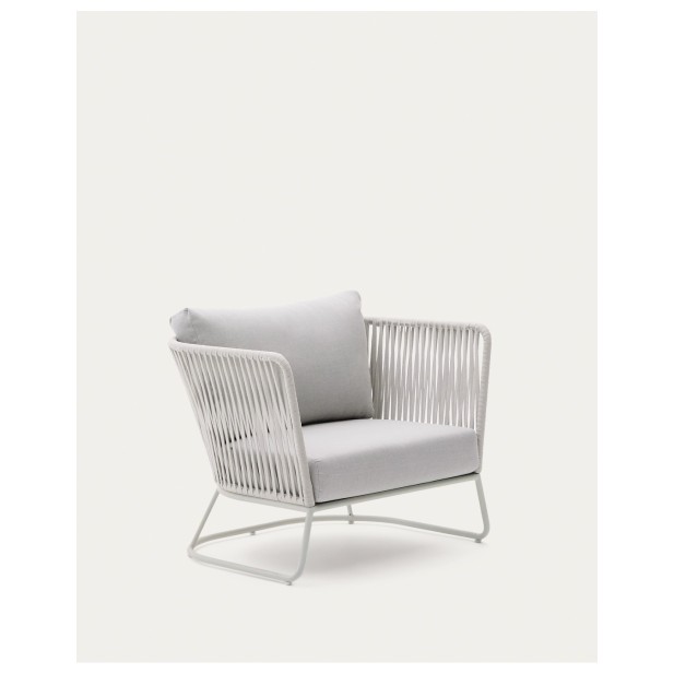 Butaca de exterior Saconca de cuerda y acero galvanizado gris - Kave Home