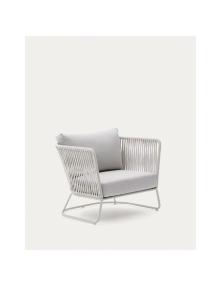 Butaca de exterior Saconca de cuerda y acero galvanizado gris - Kave Home