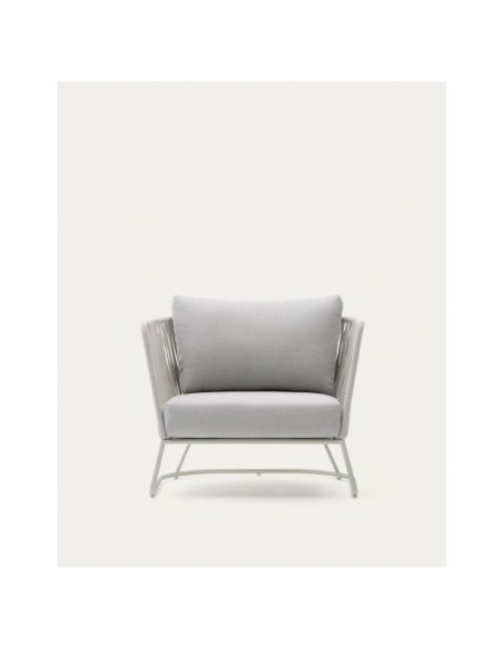 Butaca de exterior Saconca de cuerda y acero galvanizado gris - Kave Home