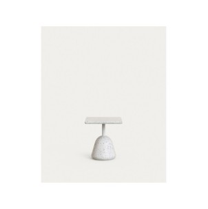 Mesa de centro Saura con sobre de terrazo blanco y pie de...