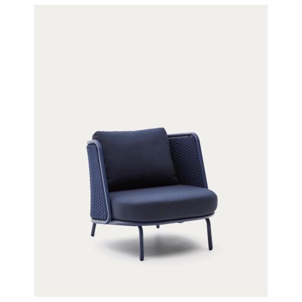 Butaca de exterior Sedalis de aluminio y cuerda azul - Kave Home