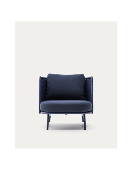 Butaca de exterior Sedalis de aluminio y cuerda azul - Kave Home