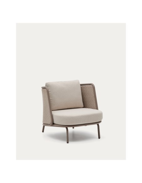 Butaca de exterior Sedalis de aluminio y cuerda topo - Kave Home