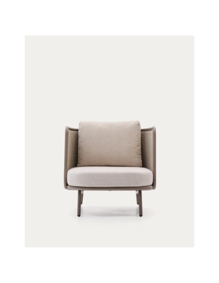 Butaca de exterior Sedalis de aluminio y cuerda topo - Kave Home