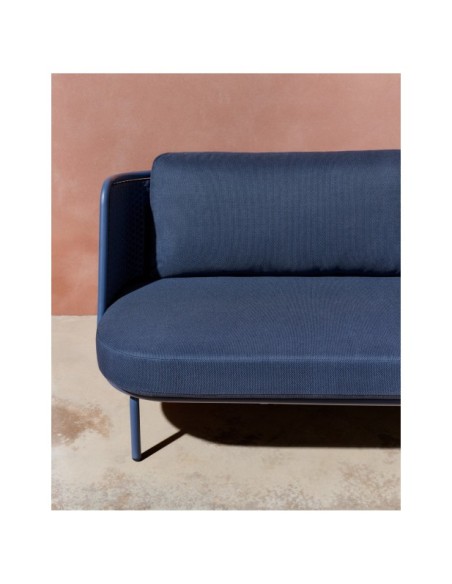 Sofá de 3 plazas de exterior Sedalis de aluminio y cuerda azul 210 cm - Kave Home