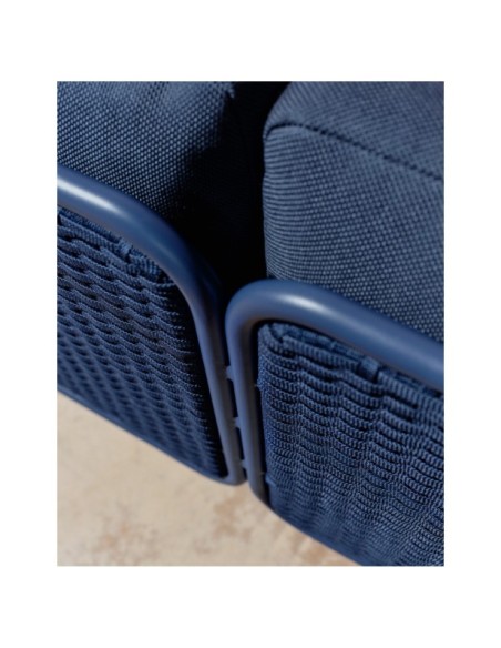 Sofá de 3 plazas de exterior Sedalis de aluminio y cuerda azul 210 cm - Kave Home