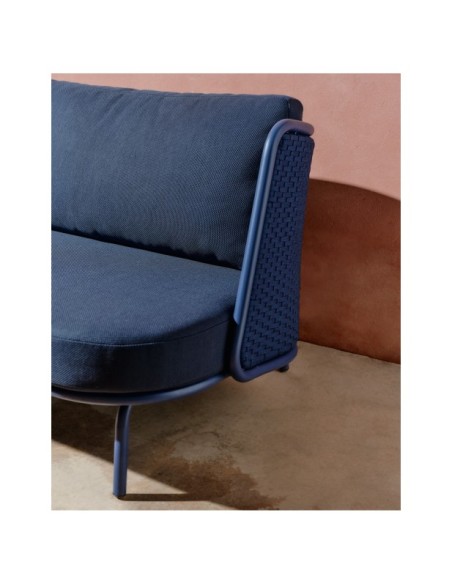 Sofá de 3 plazas de exterior Sedalis de aluminio y cuerda azul 210 cm - Kave Home